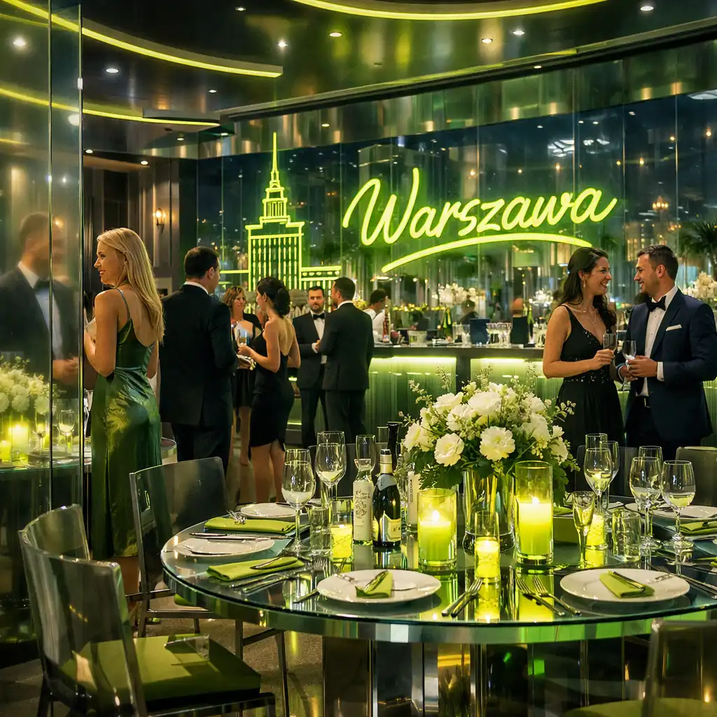 Goście w eleganckich strojach bawiący się przy stołach do gier podczas prywatnego i firmowego eventu